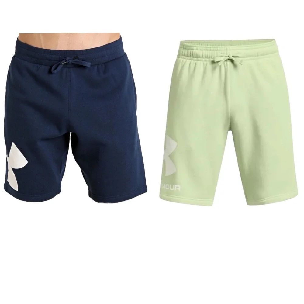 Under Armour Shorts Men's Size Small UA Rival Fleece‎ Logo Blue Green LOT OF 2